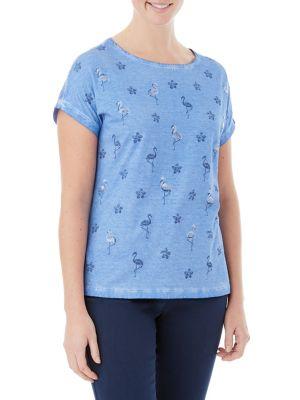 Olsen Flamingo And Floral Printed Tee