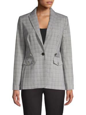Calvin Klein Plaid Peak Lapel Blazer
