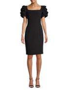 Badgley Mischka Platinum Tiered-sleeve Sheath Dress