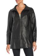Jones New York Zip-front Leather Coat