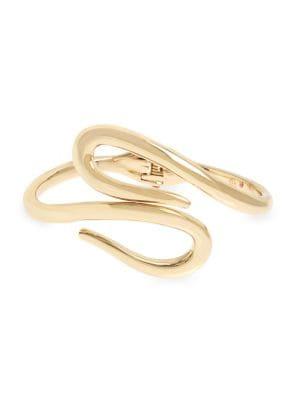 Robert Lee Morris Soho Mosaic Sculptural Loop Bypass Goldtone Bangle Bracelet