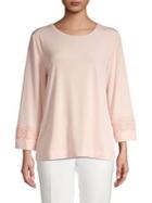Karl Lagerfeld Paris Three-quarter Sleeve Lace-trim Top