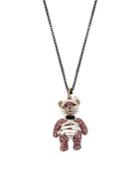 Betsey Johnson Crystal Mummy Bear Pendant Necklace
