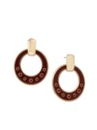 Laundry By Shelli Segal Wood Shores Gypsy Goldtone & Red Crystal Drop Earrings