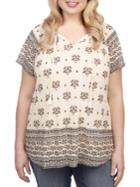 Lucky Brand Plus Printed Cotton-blend Tee
