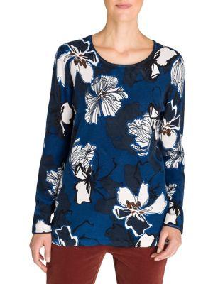 Olsen Rustic Luxury Floral-print Cotton Sweater