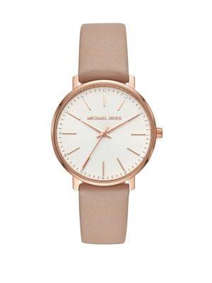 Michael Kors Pyper Three-hand Mocha Leather Watch