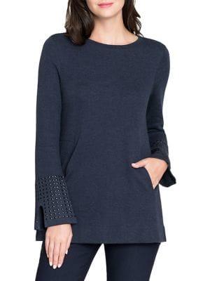 Nic+zoe Studded Bell-sleeve Top