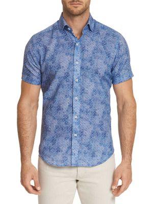 Robert Graham Boyer Textured Geo Print Short-sleeve Shirt