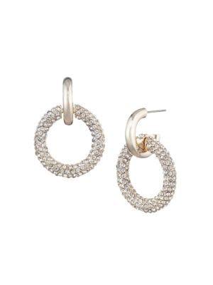 Lauren Ralph Lauren Goldtone And Crystal Pave Hoop Earrings