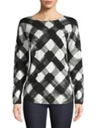 Context Ombre Plaid Boatneck Top