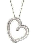 Lord & Taylor Sterling Silver Diamond Heart Pendant Necklace