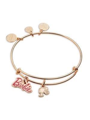 Alex And Ani Barbie Rose Goldtone Charm Bangle Bracelet