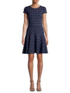 Eliza J Windowpane Cotton-blend Mini Dress