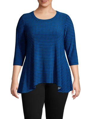 Anne Klein Plus Dot-print Trapeze Top