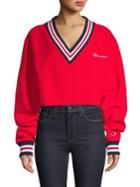 Champion V-neck Cotton-blend Cropped Sweatshirt