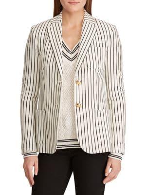 Lauren Ralph Lauren Stripe Notch Lapel Blazer