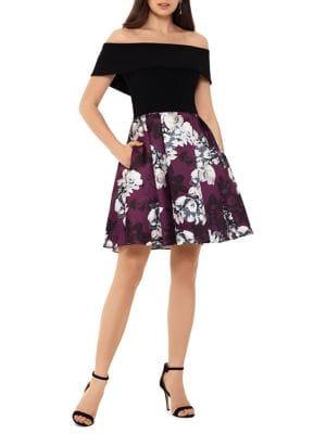 Betsy & Adam Mikado Floral Mini Fit-&-flare Dress