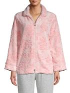 Miss Elaine Embossed Floral Fleece Zip Jacket