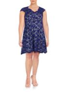 Vince Camuto Plus Floral Lace Fit-and-flare Dress