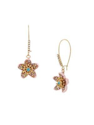 Betsey Johnson Paradise Lost Crystal Flower Drop Earrings