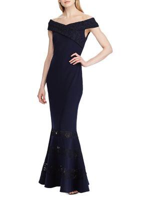 Lauren Ralph Lauren Lace-panel Jersey Gown