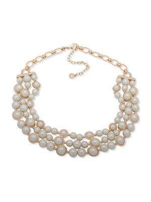 Anne Klein Faux Pearl-embellished Three-row Necklace