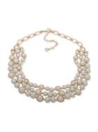 Anne Klein Faux Pearl-embellished Three-row Necklace
