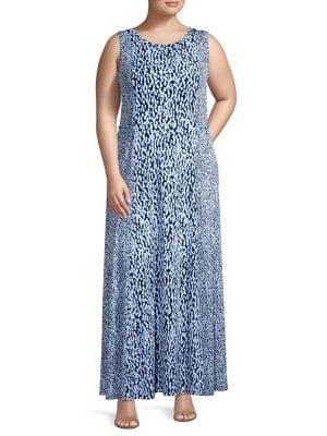 Michael Michael Kors Plus Ikat Dot Seamed Maxi Dress