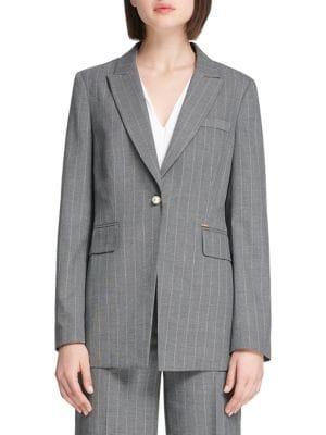 Donna Karan Pinstripe Button Front Blazer