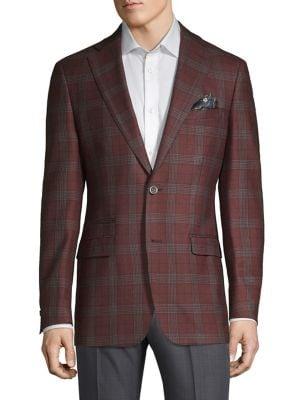 Tallia Orange Madras Plaid Wool-blend Sportcoat
