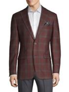 Tallia Orange Madras Plaid Wool-blend Sportcoat