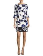 Vince Camuto Bell-sleeve Floral-print Shift Dress