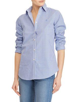Lauren Ralph Lauren Petite Checked Stretch Button-down Shirt