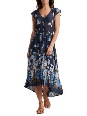 Lucky Brand Floral-print High-low Maxi Dress