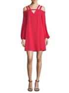 Bcbgmaxazria Strappy Cold-shoulder Shift Dress