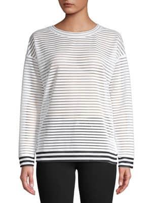 Askya Mesh-stripe Contrast Top