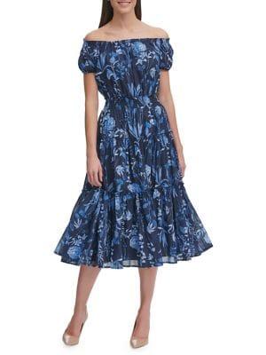 Tommy Hilfiger Off-the-shoulder Monaco Midi Dress