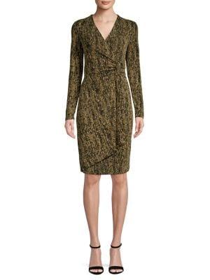 Calvin Klein Glitter Ruched Wrap Dress