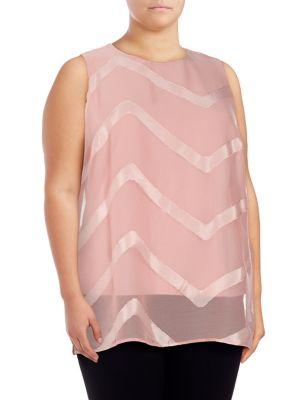 Vince Camuto Plus Sheer Chevron Overlay Top