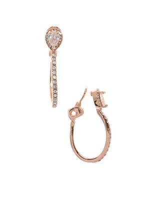 Anne Klein Pave Crystal Hoop Earrings