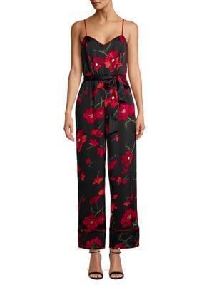 June And Hudson Floral Tie-waist Jumpsuit
