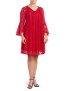 Gabby Skye Plus Bell-sleeve Lace Shift Dress