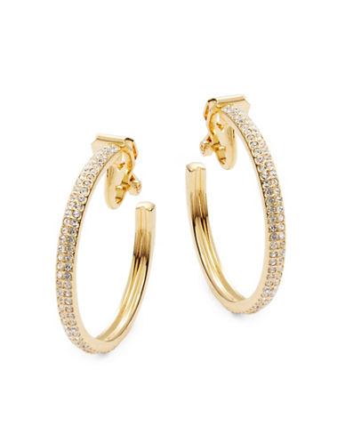 Nadri Goldtone Pave Clip-on Hoop Earrings, 1.25 In