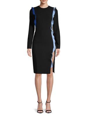 Black Halo Charla Ruffled Sheath Dress
