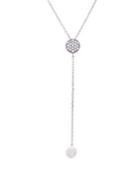 Lord & Taylor Pearl, Cubic Zirconia And Sterling Silver Y Necklace