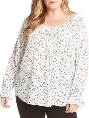 Karen Kane Plus Star-print Long-sleeve Top
