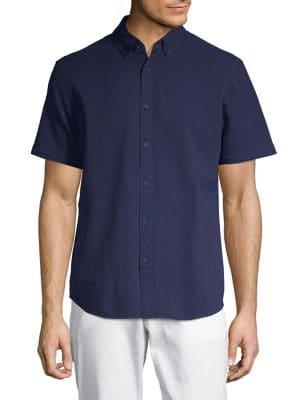 Black Brown Seersucker Button-down Shirt