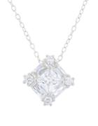 Lord & Taylor Cubic Zirconia And Sterling Silver Square Pendant Necklace