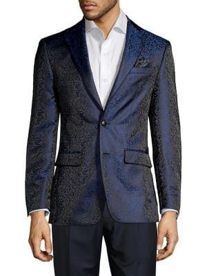 Tallia Orange Animal Jacquard Suit Jacket